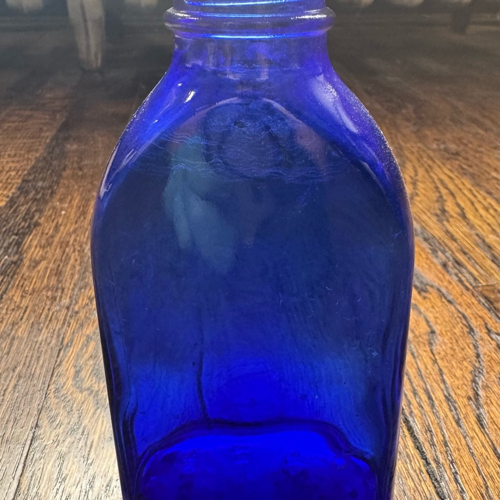 VTG Cobalt Blue Glass Phillips Milk of Magnesia Bottle w/o Cork Plug 5.25x2.75